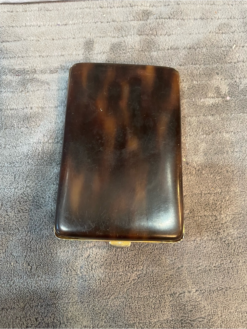 Vintage Tano Of Madrid Spain Lucite Brown  Gold Trim Cigarette Case